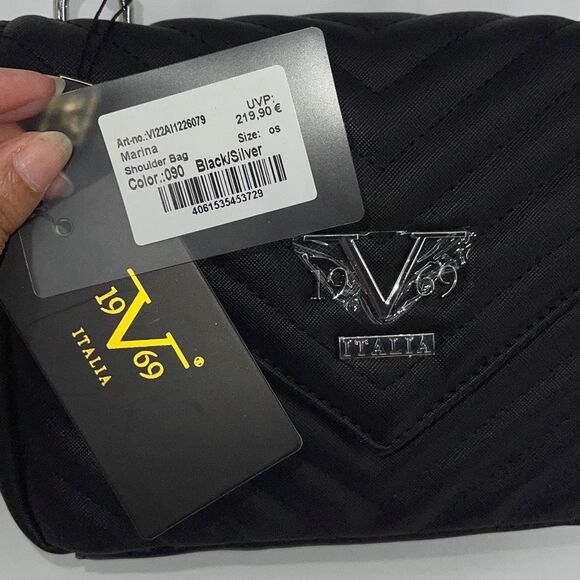 V 1969 by Versace Womens Marina Detachable Strap Shoulder Handbag Black OS NWT - Picture 7 of 10